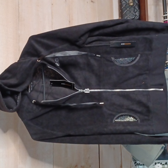 NWT-BCBG- Medium- Black Jumpsuit w/Simple but Bedazzled Hoodie and Pants! - Picture 2 of 8